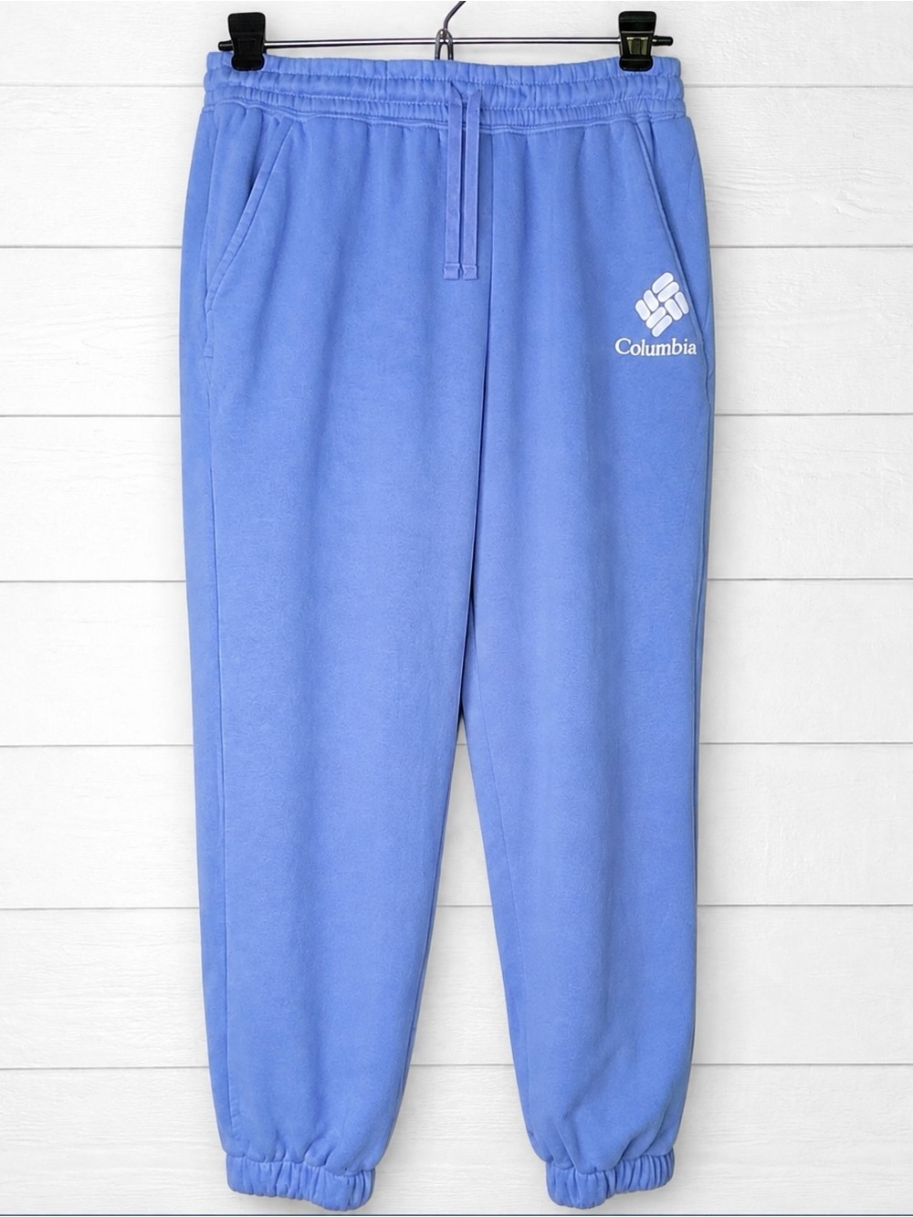 Columbia Women’s Sweatpants Joggers Blue Fleece Logo Drawstring Elastic